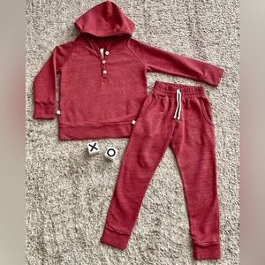 Childhoods Clothing Maroon Henley Hoodie & Jogger Set
